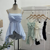 Real Shooting Irregular Kinky Skirt Shaved Belly Thin Sling Vest Design Slim Slime Sleeveless Top 9150 HZ1208