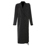 25 New Striped Splicing Irregular Ribbon Handmade Flowers Long Blazer Wind Coat 1783 HZ1208