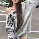 [Monthly Sales Of 100,000] Printed Gray Oblique Shoulder Shawl Women's Spring Loose Design Sense Oversize Coat HZ1208