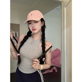 Basic Embroidery Printed Animal Type Vest Small Sling Wearing Coat Without Sleeves Sweet Spicy Top Lady HZ1208