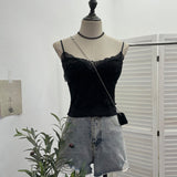 Set Up The Coat Series Velvet Lace Lace Sling With Chest Pad Wear Vest Top 9186 HZ1208