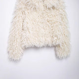 2025 Winter New Temperament Simple Collar Long-Sleeved Artificial Fur Warm Coat Woman HZ1208