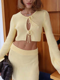 Short-Sleeve With High-Fork Dress Knitted Set Of Women's High-End Elegance HZ1208