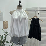 Real Shooting French Gold Wind Hanging Shoulder Waistcoat Woman Design Feel Sleeveless Bud Top Loose Shirt 1170 HZ1208