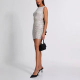 Sexy Women's New Sleeveless Bodyless Back Bow Shiny Miniskirt HZ1208