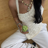 Pure-Hearted Sexy Hottie Irregular Knitted Sling Vest Women In Summer With The Beauty Of The Back Design Top HZ1208