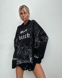 Loose Letter Embroidery Personality Tattered Wool Woven Long-Sleeved Sweater Women's Autumn And Winter Letter Embroidery HZ1208