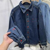 Vintage Embroidered Cowboy Shirt 2025 Spring/Winter Mid-Autumn Relaxed Casual Design New Hundred Shirt Coat HZ1208