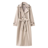 Z2025 Autumn New Female Retro Leisure Double Buckle With Belt Long Hair Coat HZ1208