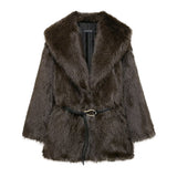 Women's Clothing New Temperament Collar Imitation Fur Medium And Long Coat HZ1208