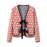 2025 Women's Phoenix Flower Printed Sweater Cotton Jacket Coat 8660 HZ1208