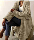 Autumn And Winter Long Cardigan Pure Color Women's Knit Fashion Holiday Sweater Coat Women HZ1208
