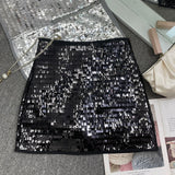 Real Shooting Heavy Industry Flash Shiny Piece High Waist Thin A Short Skirt Picts Anti-Walking Bag Hip Step Skirt 8108 HZ1208
