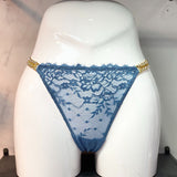 Sexy Diamond Metal Chain Lady T-Shirt Trousers Thin Perspective Lace T Pants Thin Cotton Crotch Trousers HZ1208