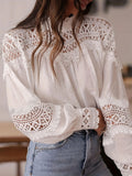 Holiday Hot Sale Of New Hook And Flower Hoodie Women's Sexy Hollow Horn Sleeve Lace Shirt Top HZ1208
