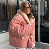 Two Sides Wearing Tradial Cotton Clothes Warm Fashion Commuting Daily Trend Of Winter Coat Women HZ1208