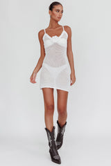 Risk Taker Knit Mini Dress Off White