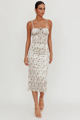 Magic Wand Velvet Midi Dress Olive Floral