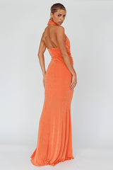Ileana Twist Bodice Maxi Dress Orange