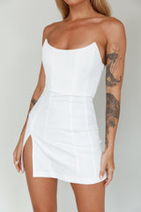 Luann Scoop Neckline Strapless Mini Dress White