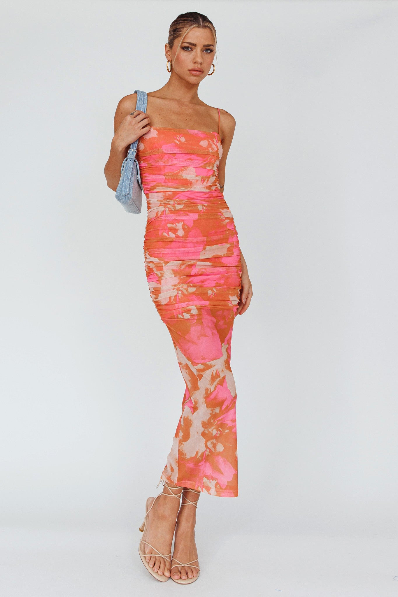 Logan Cami Strap Midi Dress Floral Pink