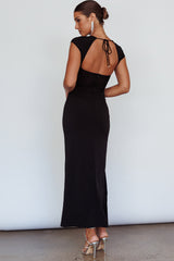 Capricorn Cap Sleeve Keyhole Maxi Dress Black