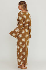 Orleans Star Print Knit Maxi Dress Olive