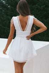 Palais Waistband Mini Dress White