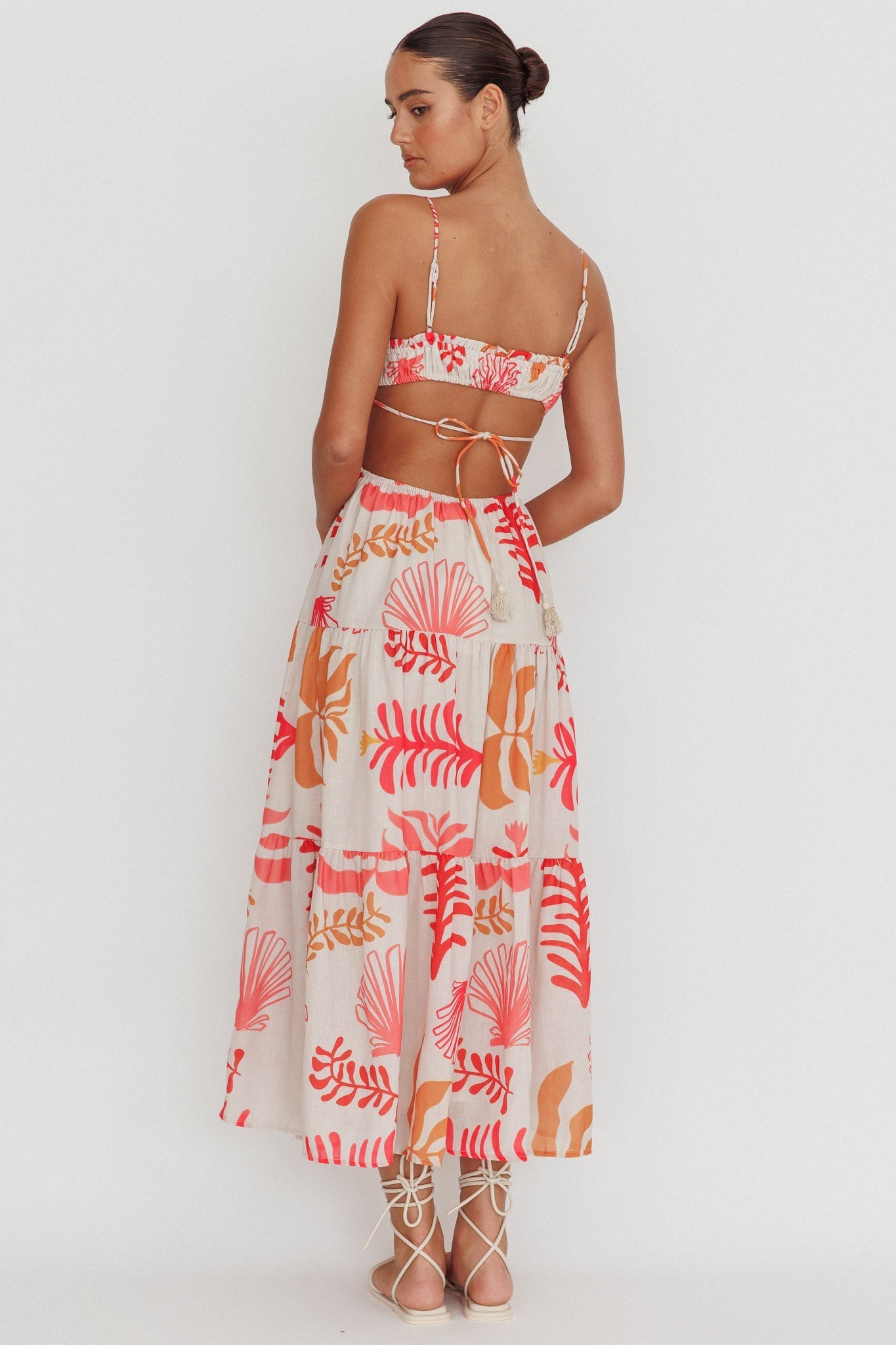Eyona Cut-Out Back Floral Maxi Dress Pink