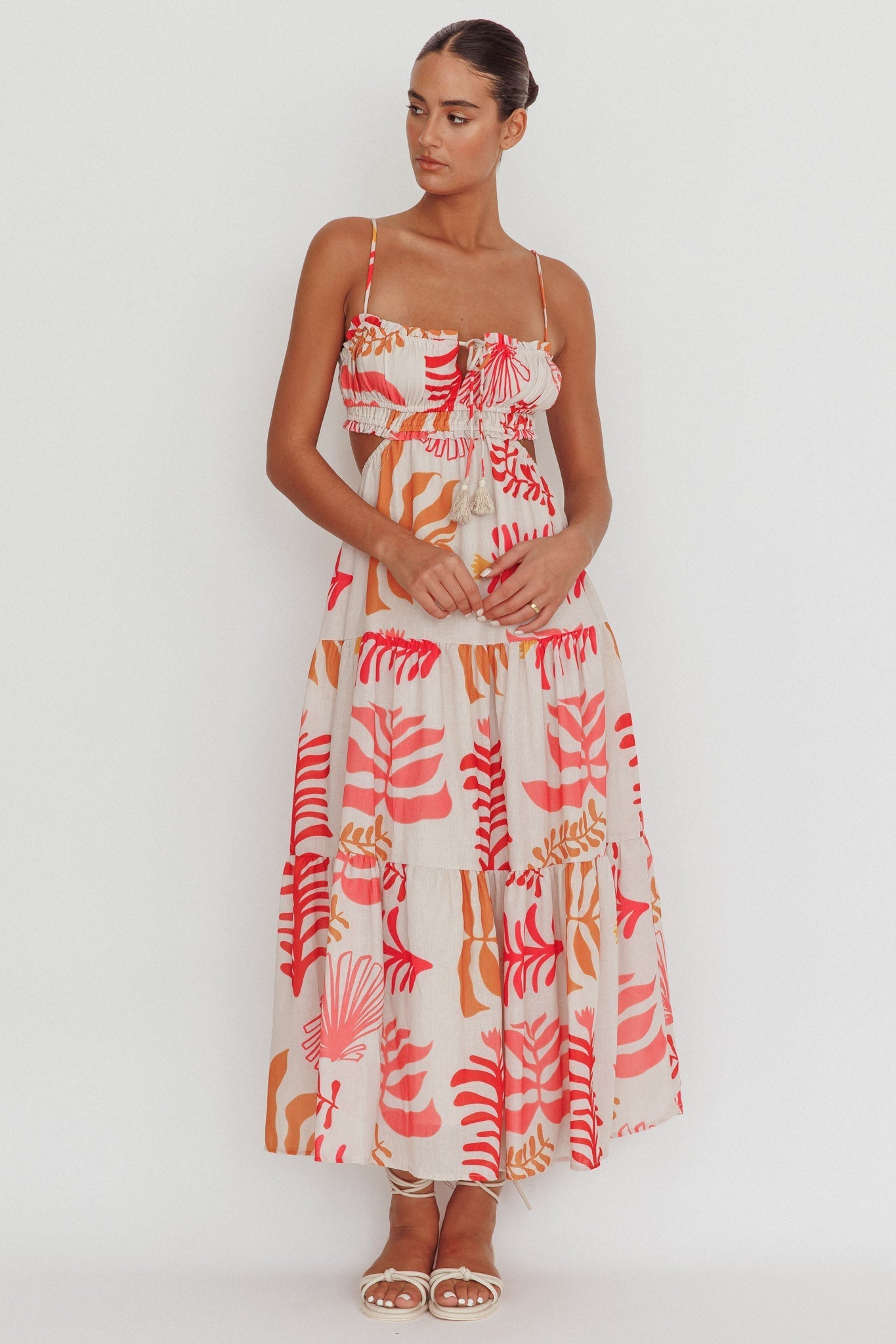 Eyona Cut-Out Back Floral Maxi Dress Pink