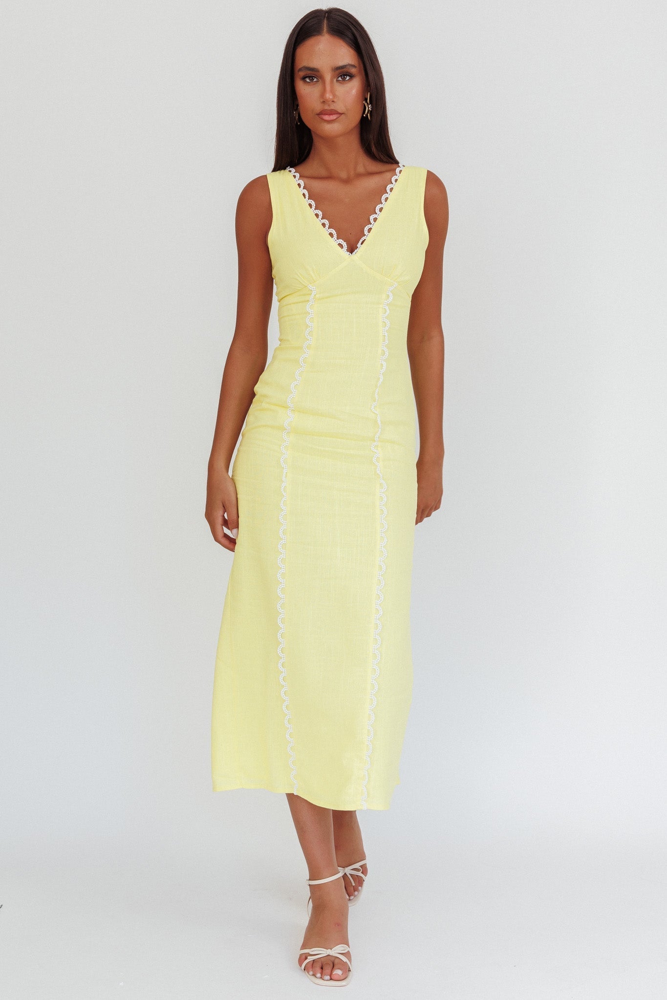 Chamberlain Scallop Trim V-Neck Maxi Dress Butter