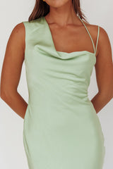 Eros Asymmetric Cowl Neck Maxi Dress Leaf