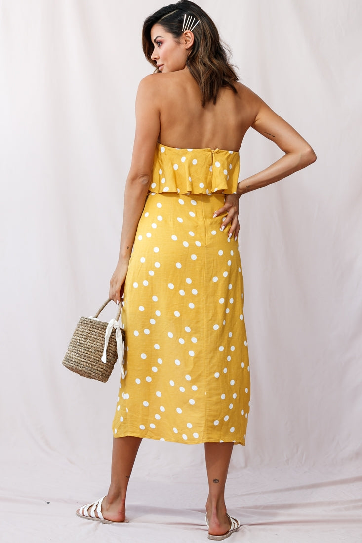 Hamilton Bandeau Midi Wrap Dress Mustard